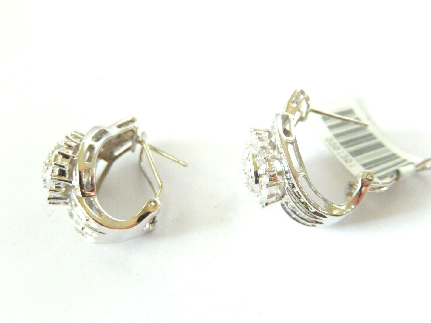 10k White Gold Pear 1.25CT Diamond  Cluster French-Clip Earrings 22mm x 13.5mm