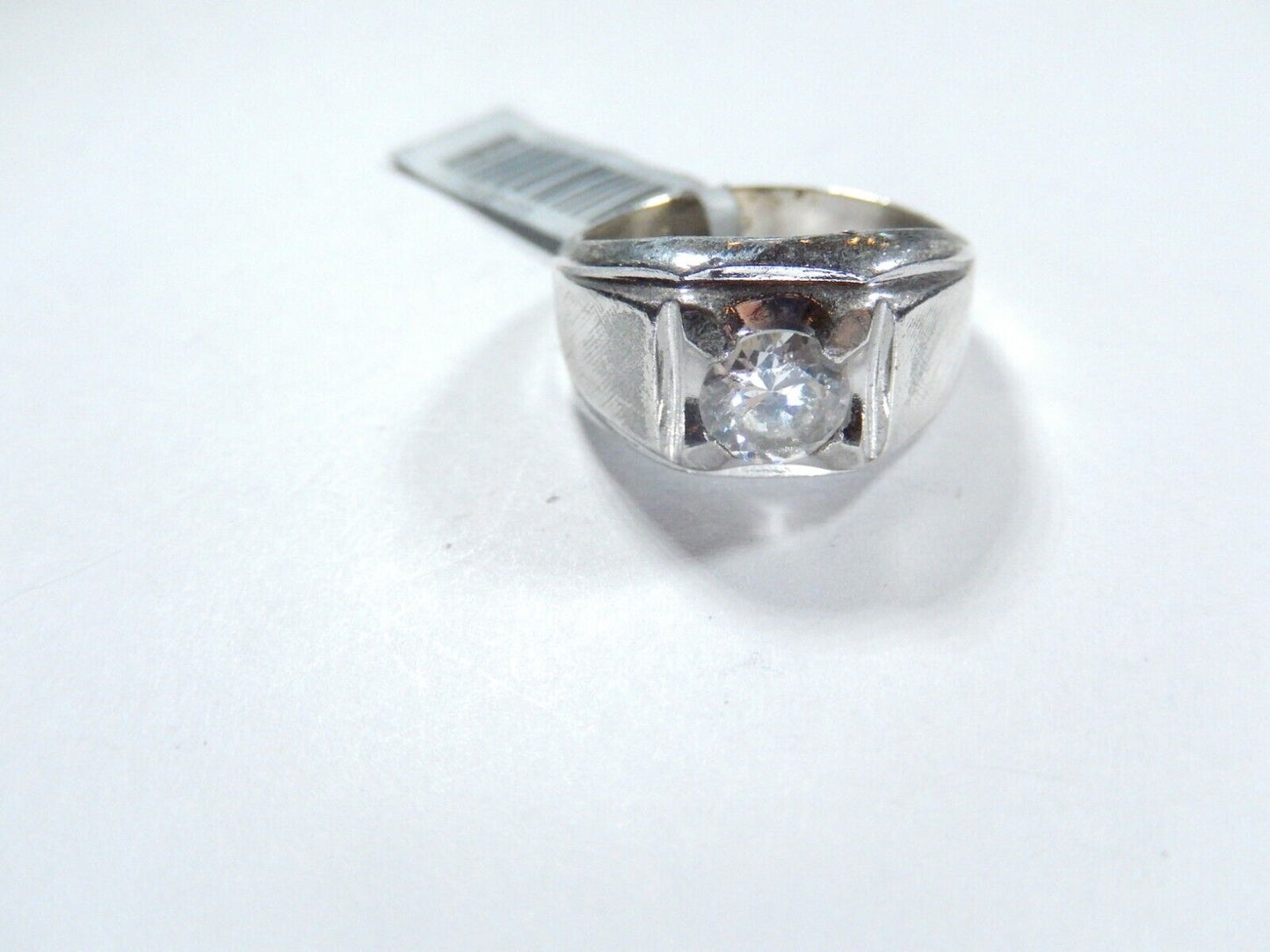 *VINTAGE* Sterling Silver 1.00 CT CZ Round Brilliant Solitaire Men’s Ring Sz 8.5