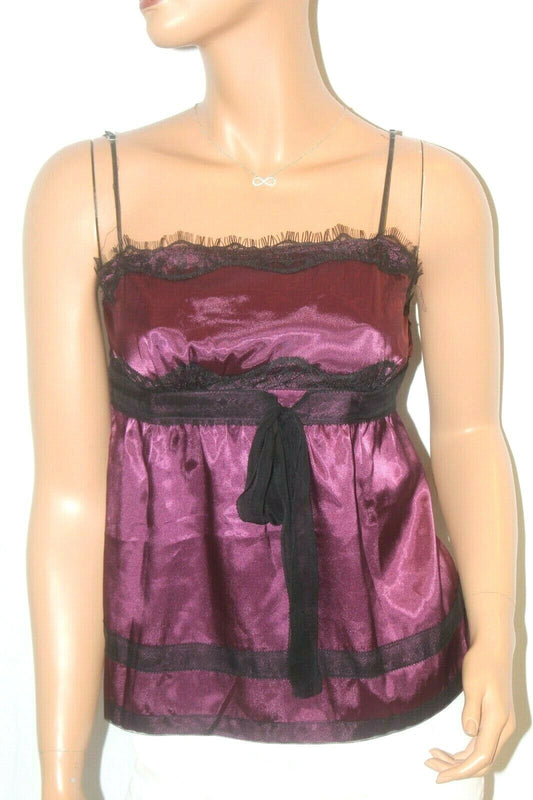 *NWT* GUESS  Women's Lace Trim Shiny Satin Camisole "SEXY" Top Size XS