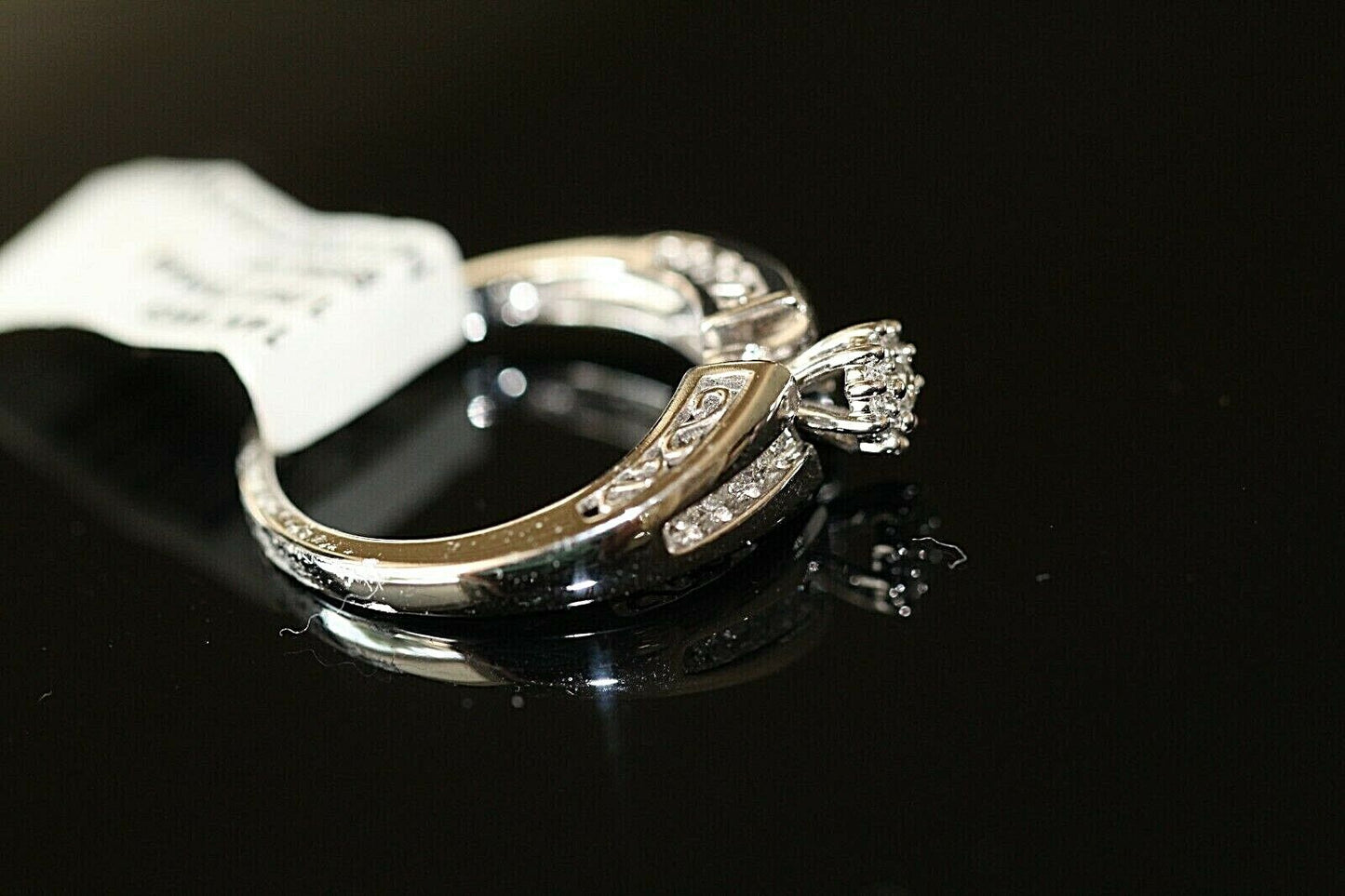 *VINTAGE* Keepsake 14K White Gold .33CTNatural Diamond Engagement Ring Size 7.25