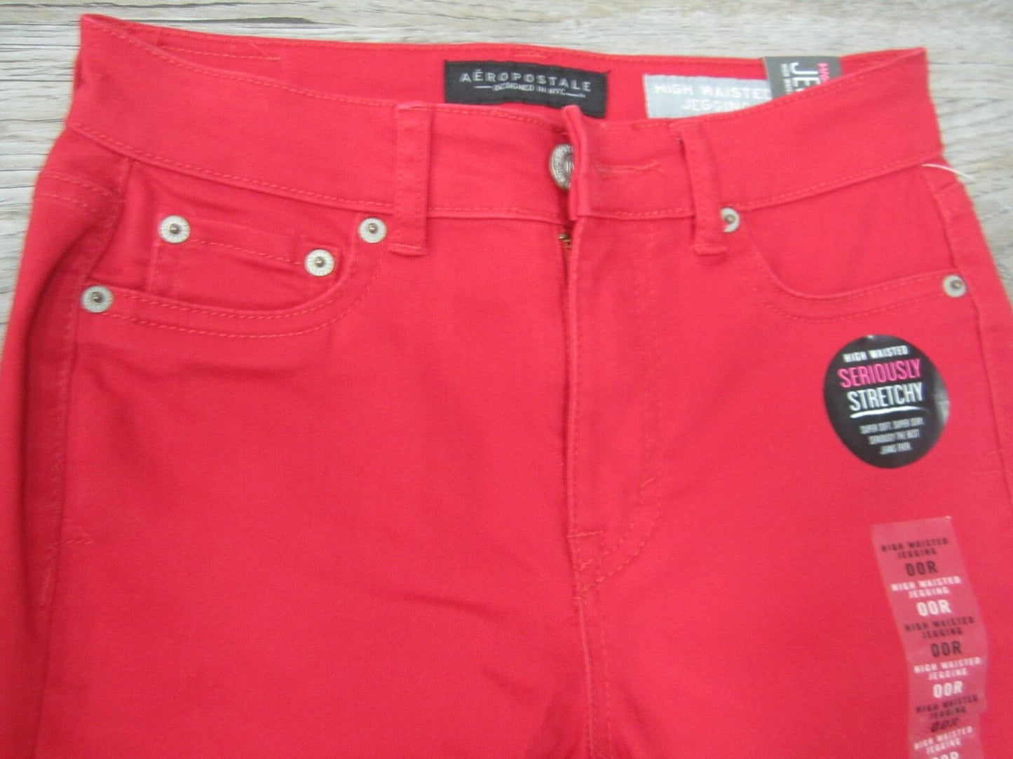NWT Aeropostale Womens Seriously Stretchy Red Color Wash High-Waisted Jegging 00