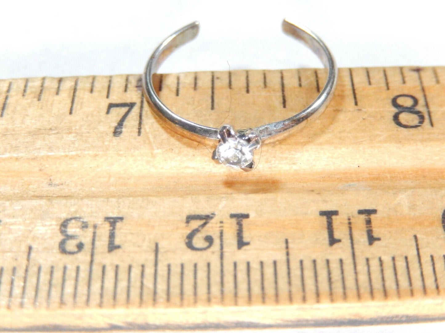 2.0mm Smooth Design Sterling Silver CZ Toe Ring  Adjustable