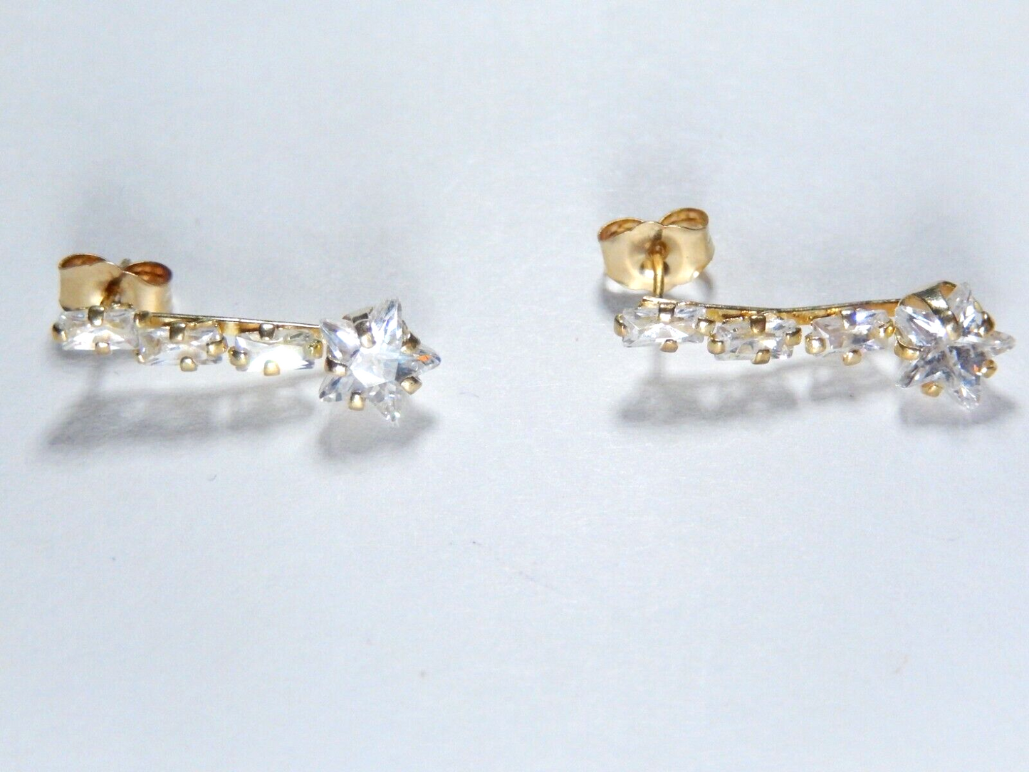 *VINTAGE*  10K Yellow Gold Drop Dangle CZ Waterfall Earrings