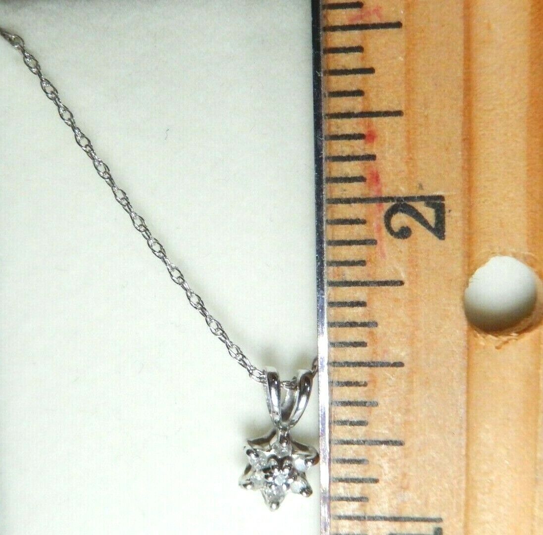 *NWT*  1/7 Ct Natural Diamond Flower Seven Stone 14k White Gold 18" Necklace