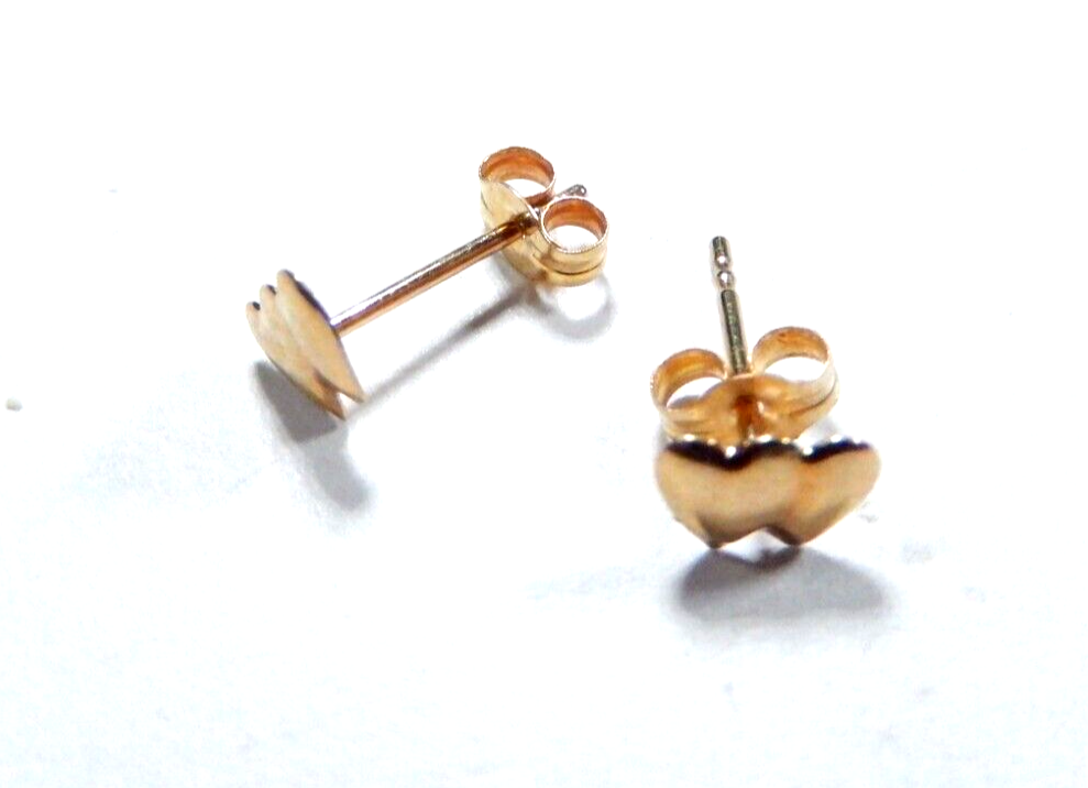 14K Yellow Gold  Double Heart Stud Earrings