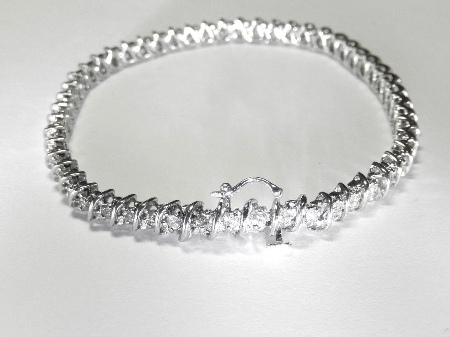 3ct. Natural Diamond Tennis Bracelet 14k White Gold Ladies Handmade 7.75"