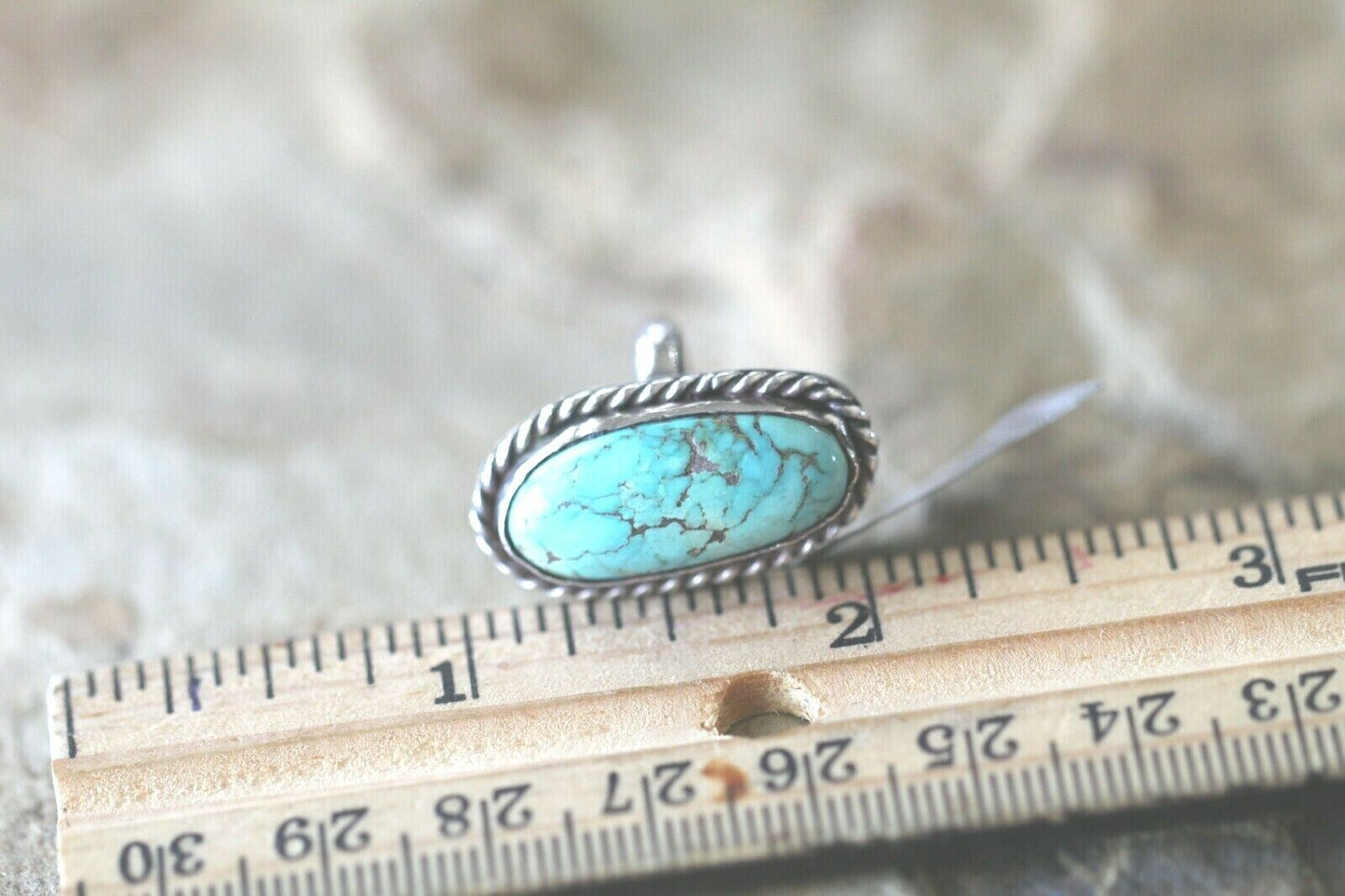 *VINTAGE* Handmade Native American Green Turquoise Sterling Silver Ring Size 3.5