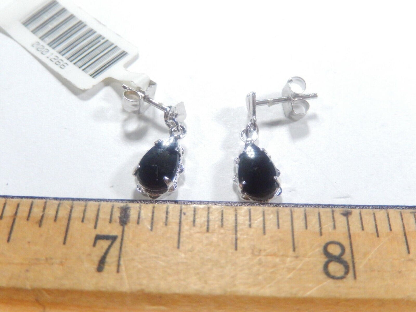 10K White Gold Black Onyx  Dangle Earrings