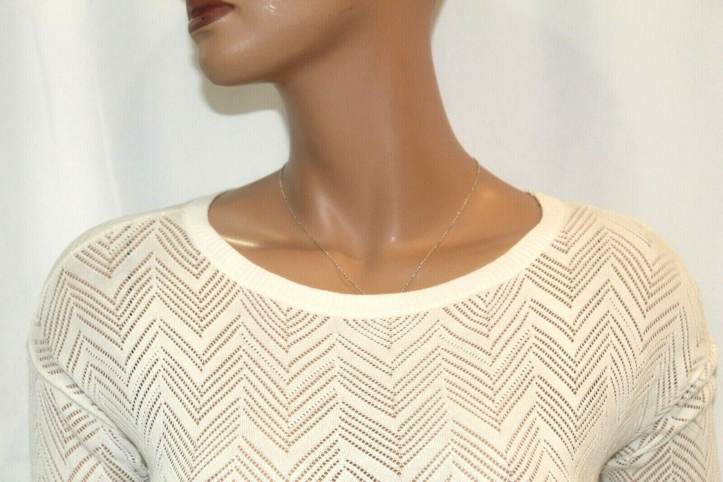 *NWT* LOFT Ann Taylor Womens Cream Long Sleeve Pullover See Thru Knit Top Sz S