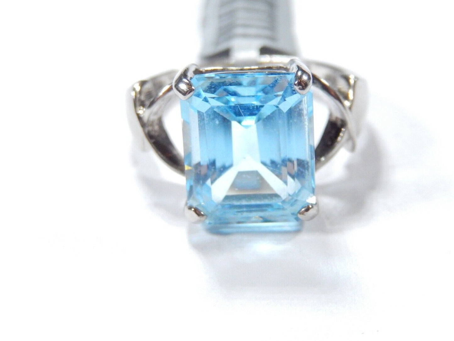 *VINTAGE*   5.00CT Swiss Blue Topaz 925  Sterling Silver Band Solitaire Ring 7