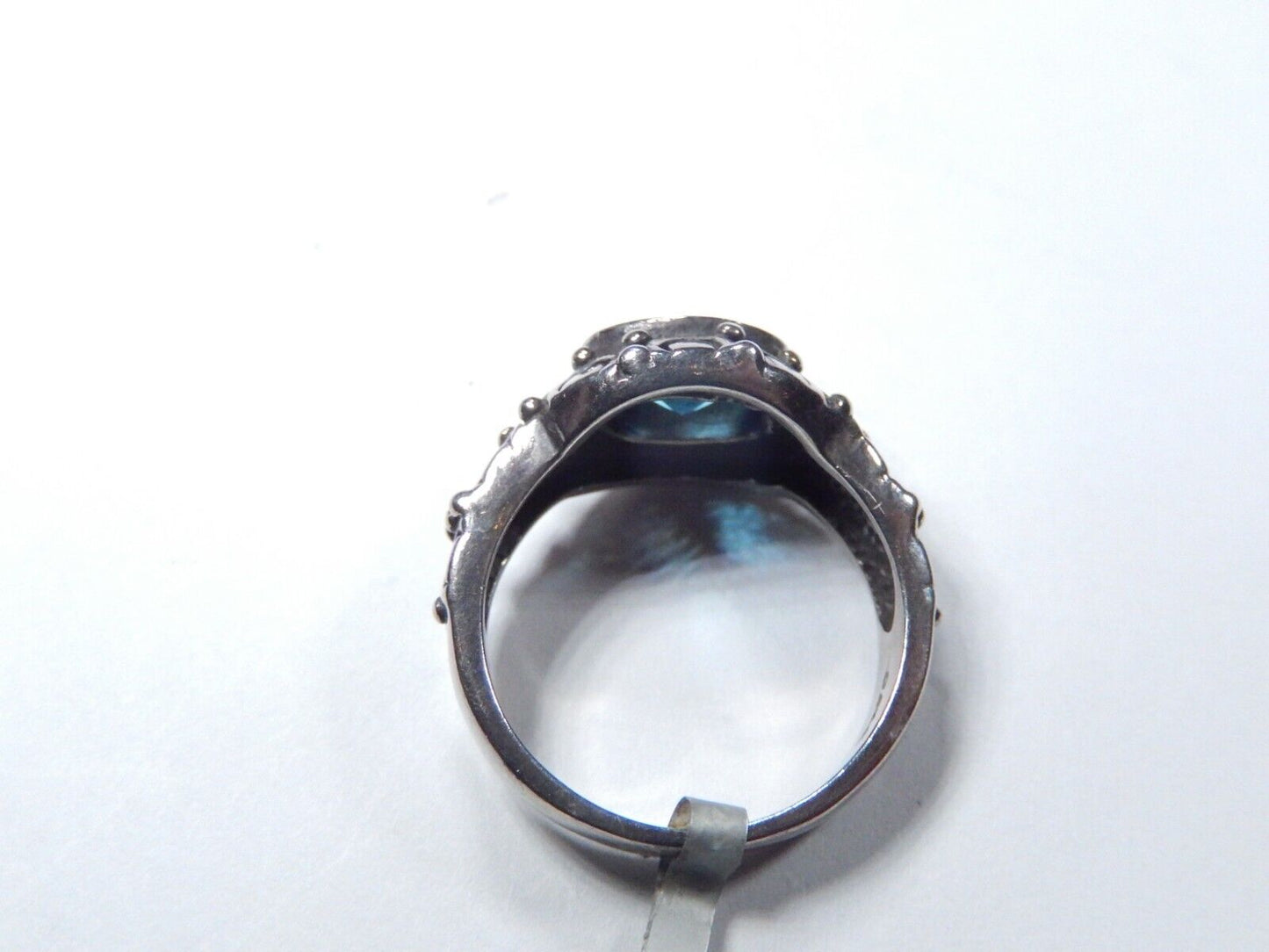 *VINTAGE* 925 Sterling Silver 1.50 CT Blue Topaz Victorian Cocktail Ring Sz 7