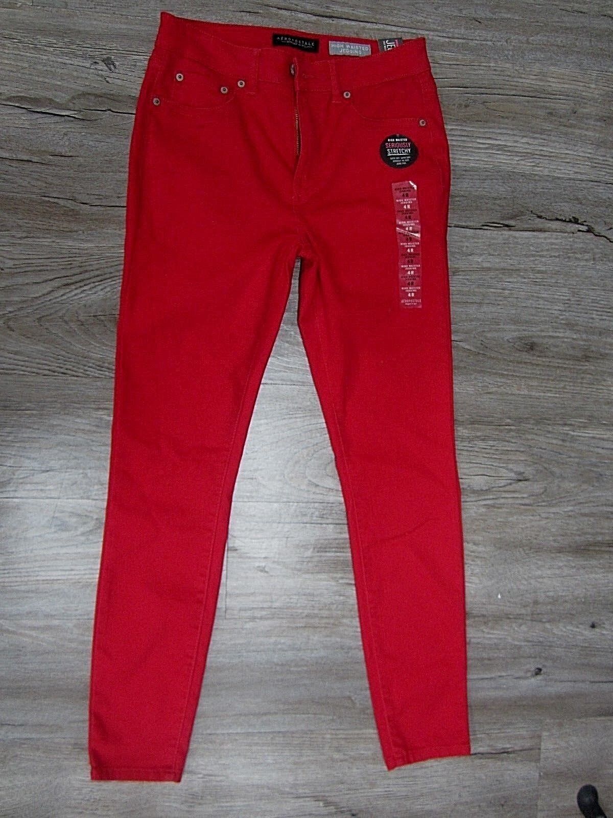 NWT Aeropostale Womens Seriously Stretchy Red Color Wash High-Waisted Jegging 4R