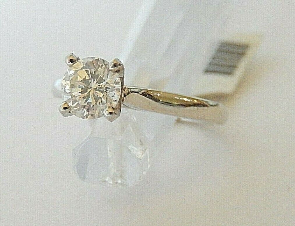 0.82 Ct NATURAL Not Enhanced Diamond Solitaire Ring H/SI1 Round 14K White Gold