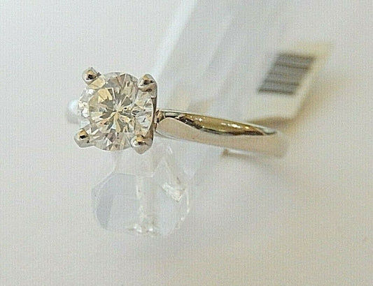 0.82 Ct NATURAL Not Enhanced Diamond Solitaire Ring H/SI1 Round 14K White Gold