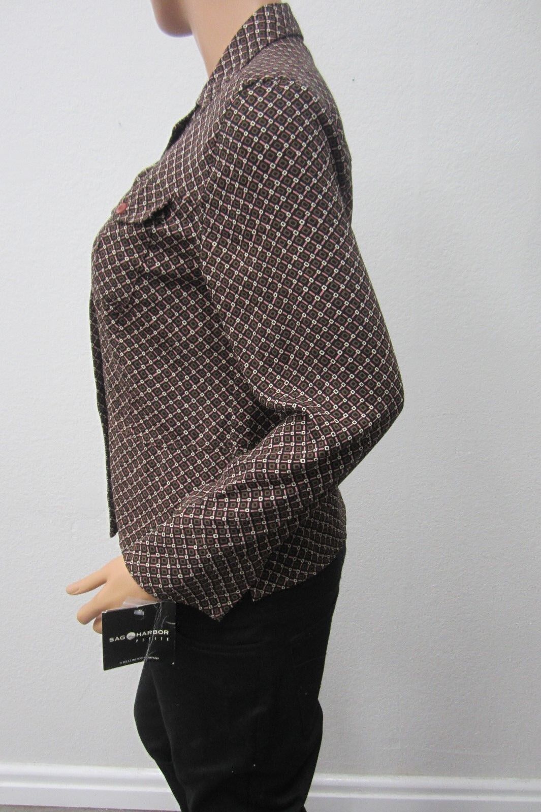 *NWT* SAG HARBOR Womens Button Down Shirt Top  Long Sleeve Collar Size 8P