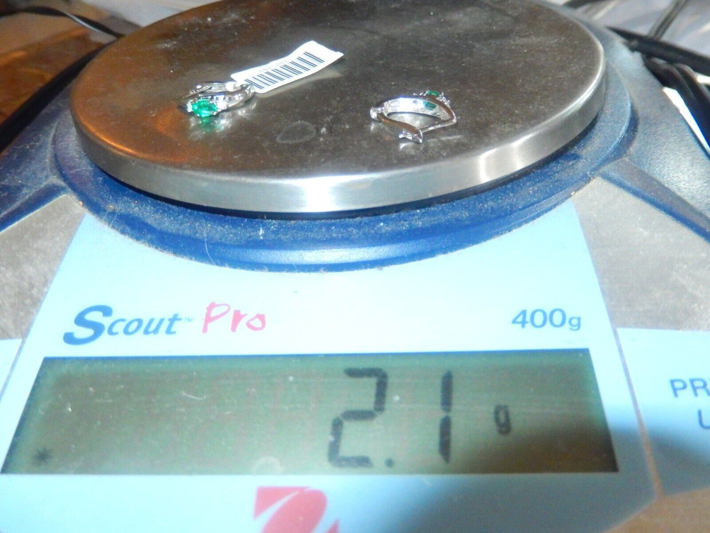 10K White Gold Lab Created Emerald & Real Diamond Huggies Hoop Earrings