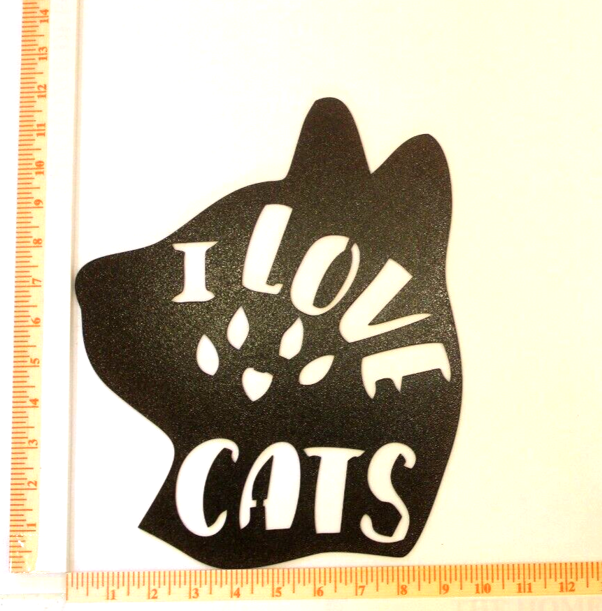 "I LOVE PAW CATS" 14 gauge thick Powder Coated Copper Tone Metal Wall Art