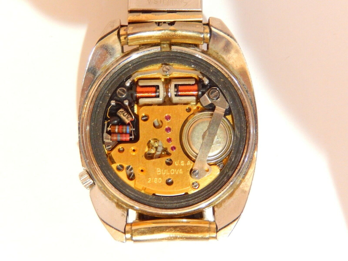 Vintage Bulova Accutron Tuning Fork 218 Stainless Steel  Mens Date Watch 1974