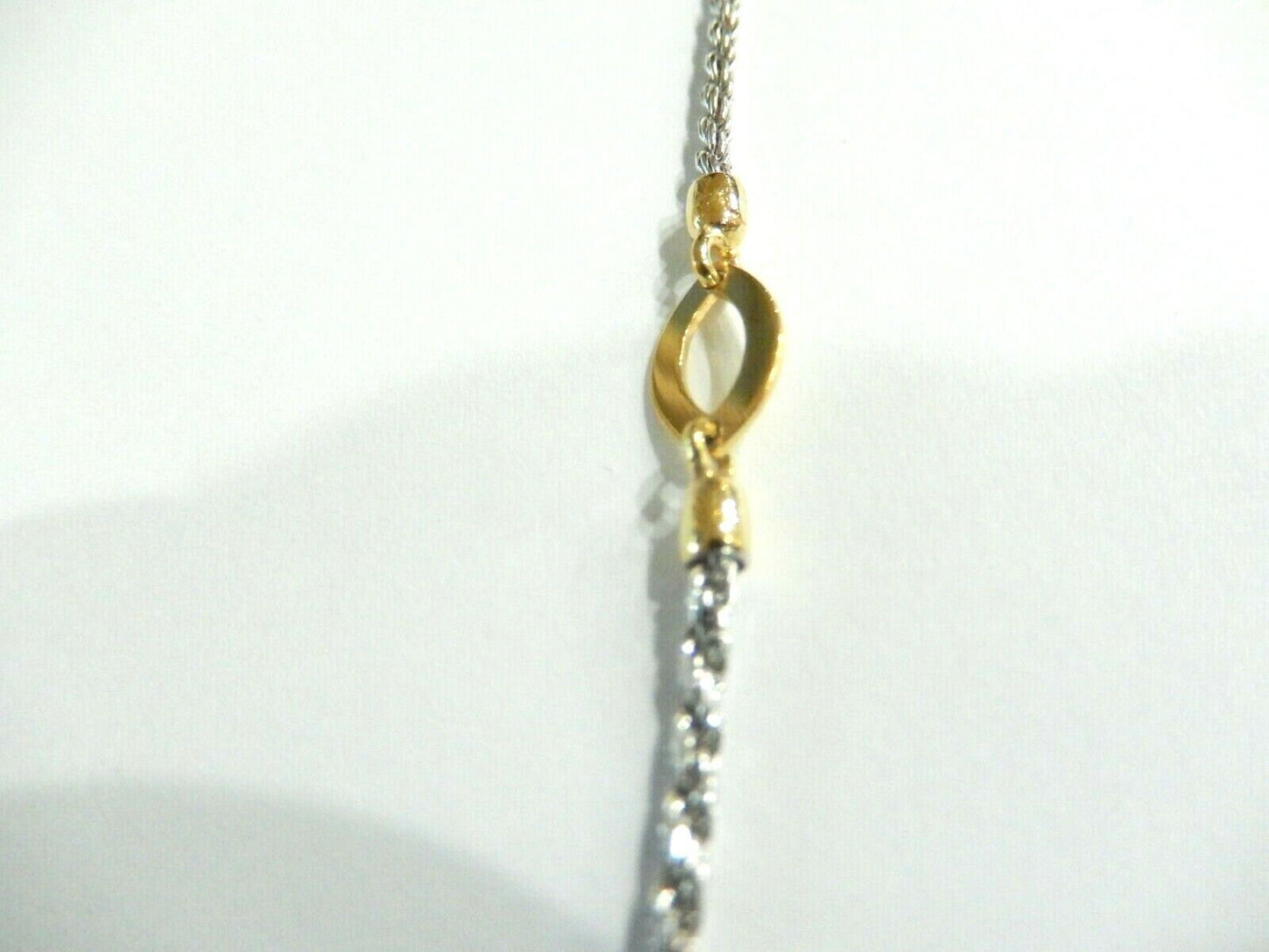 *NWT* 14k Two-Tone Yellow and White Gold Modern Design 2mm  Motif Necklace 16"