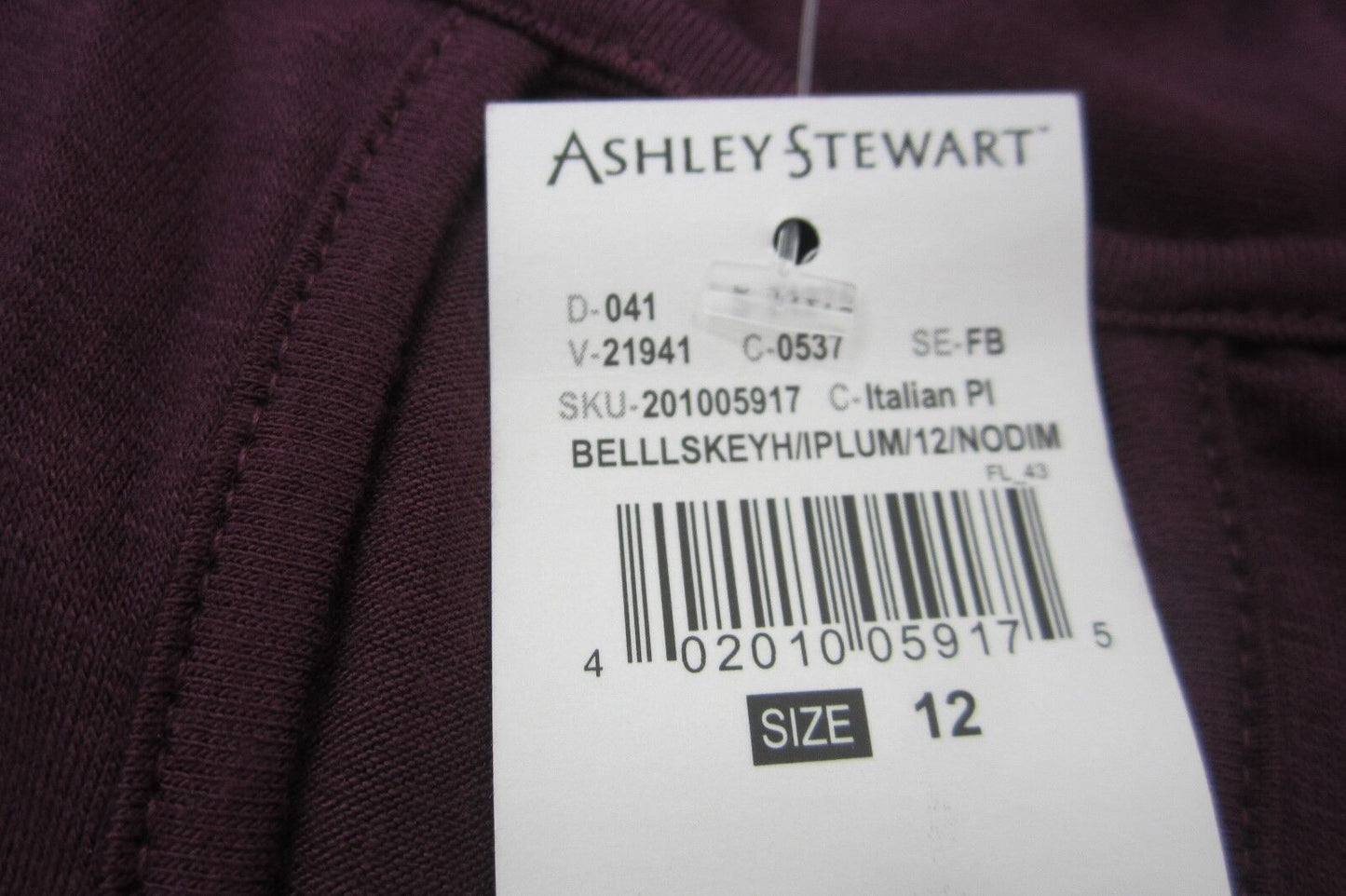 *NWT* ASHLEY STEWART  WOMENS PLUM BLOUSE SHIRT SIZE 12