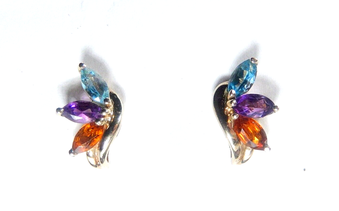 *VINTAGE*  10K Yellow Gold 1.25CT Marquise Cut Natural Gemstone Earrings