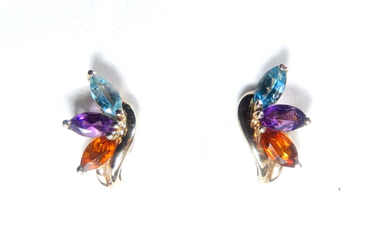 *VINTAGE*  10K Yellow Gold 1.25CT Marquise Cut Natural Gemstone Earrings
