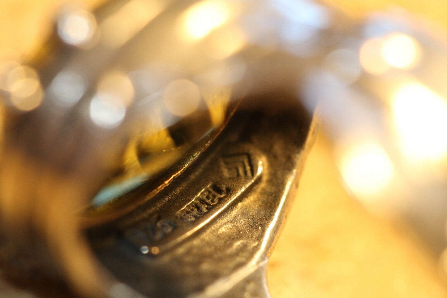 *VINTAGE* Silpada Green Stone Ring Wide Band Sterling Silver Size 6.75