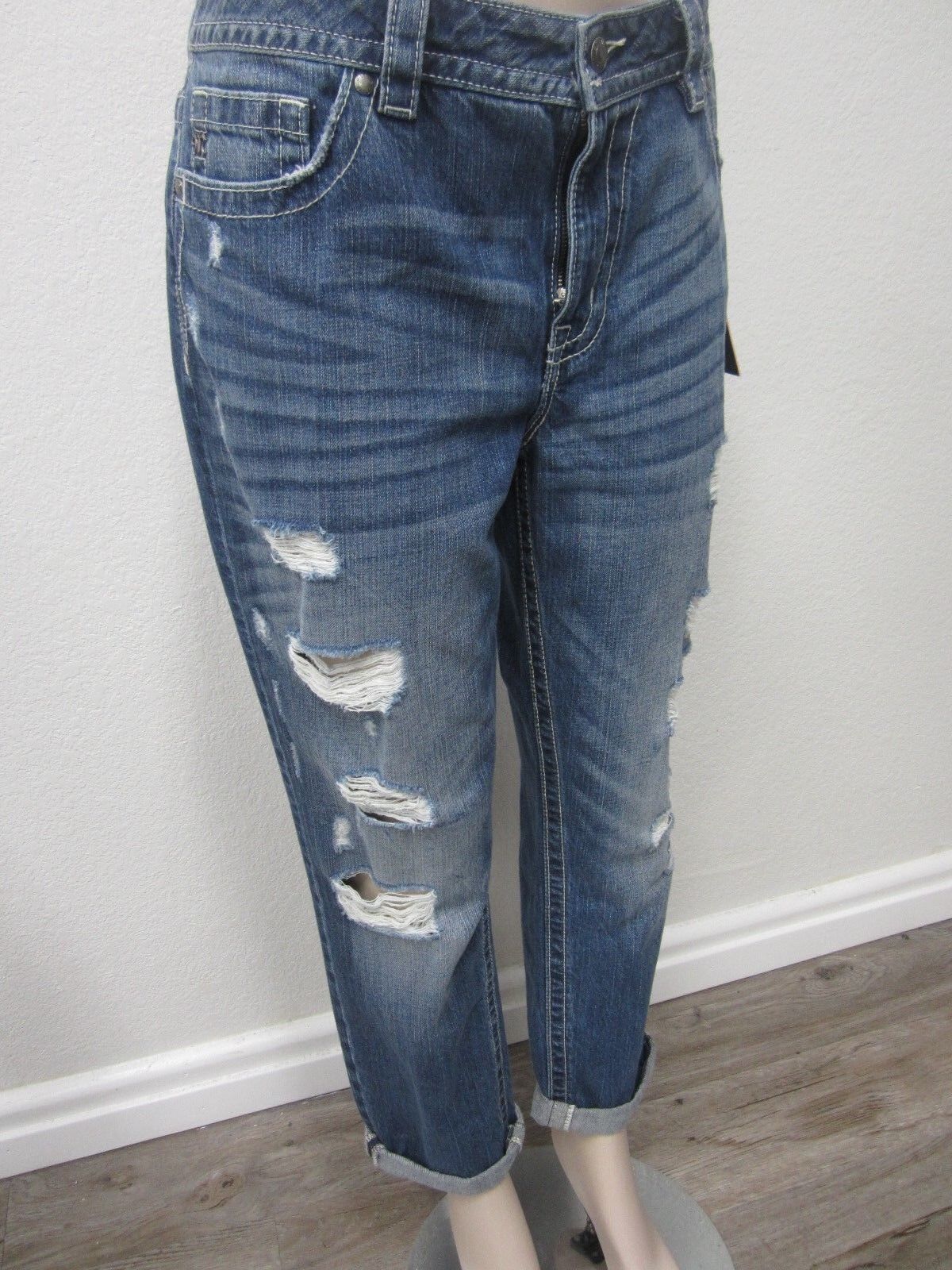 NWOT MISS ME Distressed Boyfriend Ankle Jean Blue Denim  JB5151A142 Size W30xL26