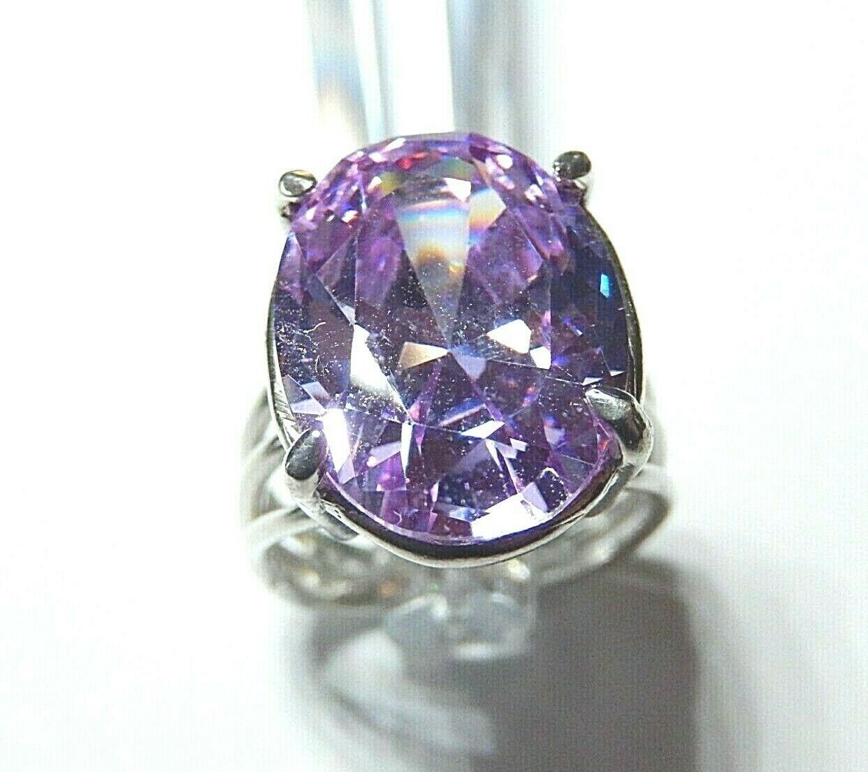 *NEW* 12CT Oval Amethyst 925 Sterling Silver Art Deco Statement Ring Size 7.25