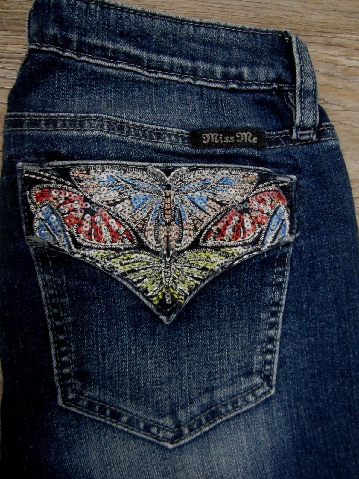NWT MISS ME Embellished Pockets Skinny Stretch Jeans 26 x 30 Medium Blue M3033S