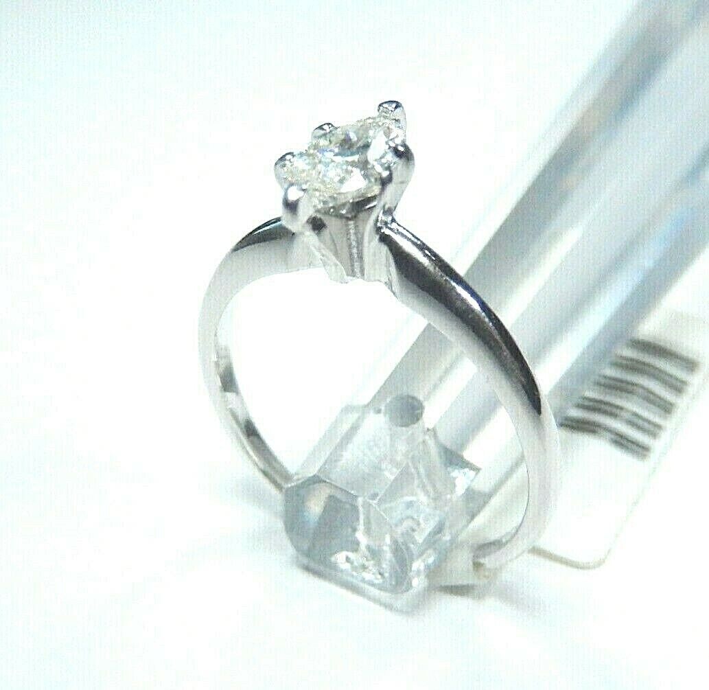 *NWT* 14K White Gold.33 CT Marquise Cut Diamond Solitaire Engagement Ring Size 6