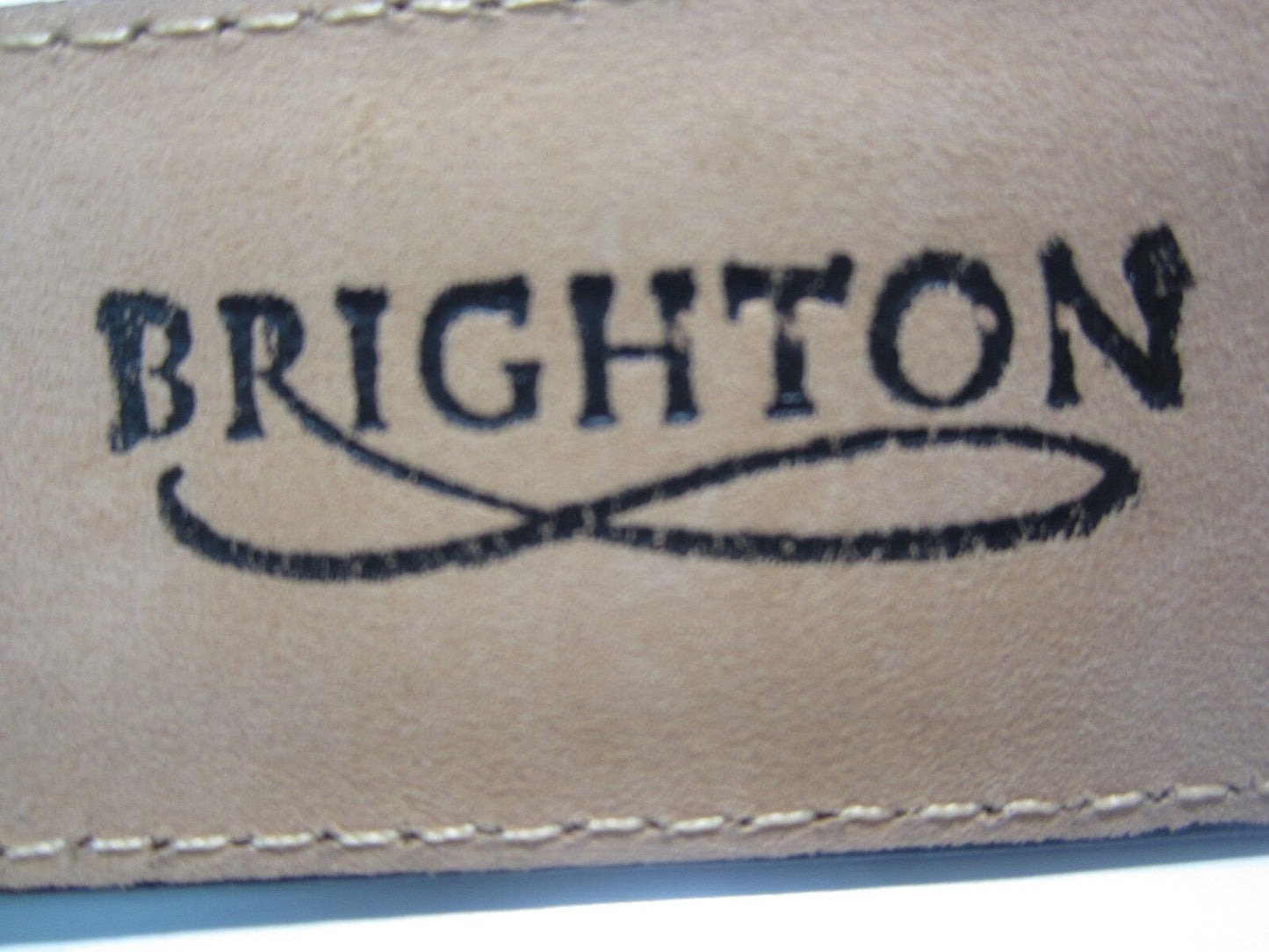 VERY NICE Vintage Brighton Sz M Black Silvertone Swirl Western Buckle Belt 36403