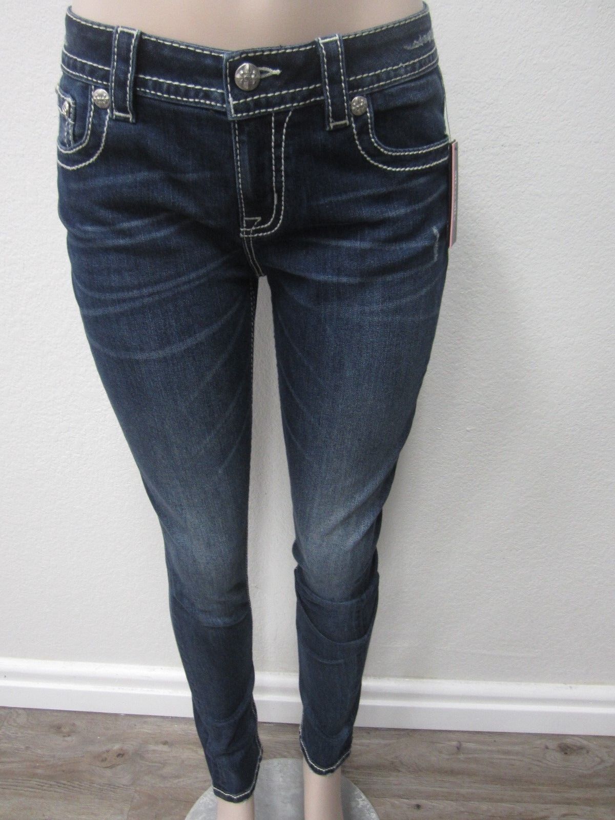 NWT Miss Me Cute Feather Bling Skinny Jeans M8986S SIZE 27x30