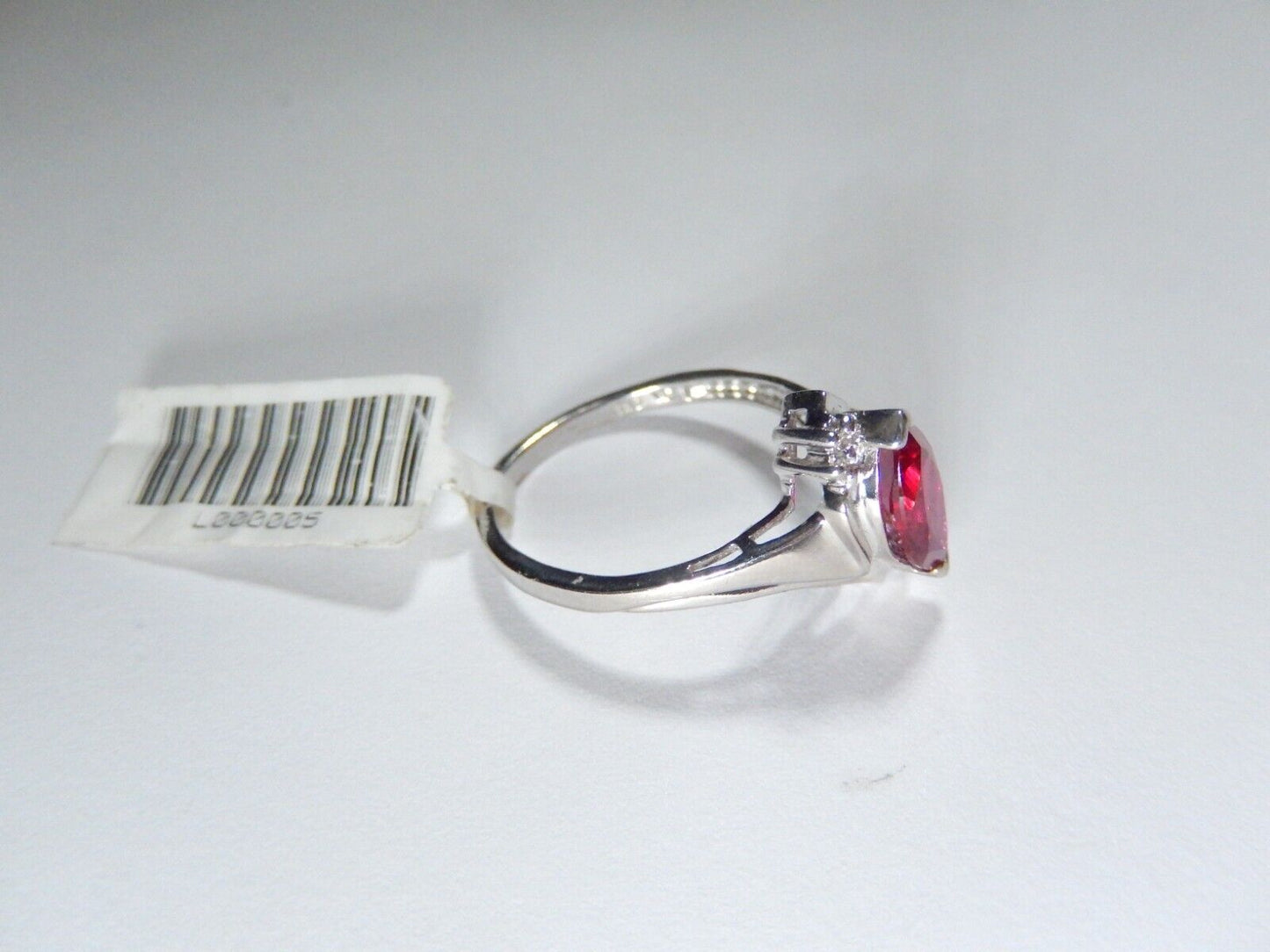 *NWT* 10k White Gold Lab Created Marquise Ruby And Diamond Ring Sz 6.5