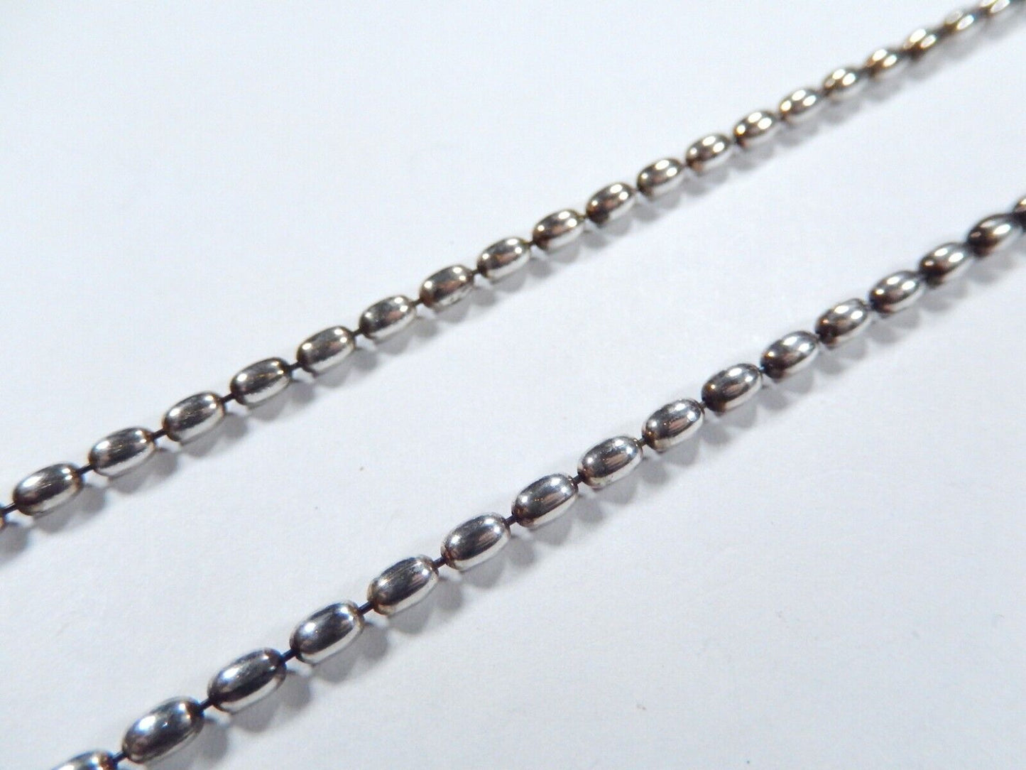 3MM Wide Solid 925 Sterling Silver Italian Oval Rice Bead DOG TAG Chain 42"-26gm