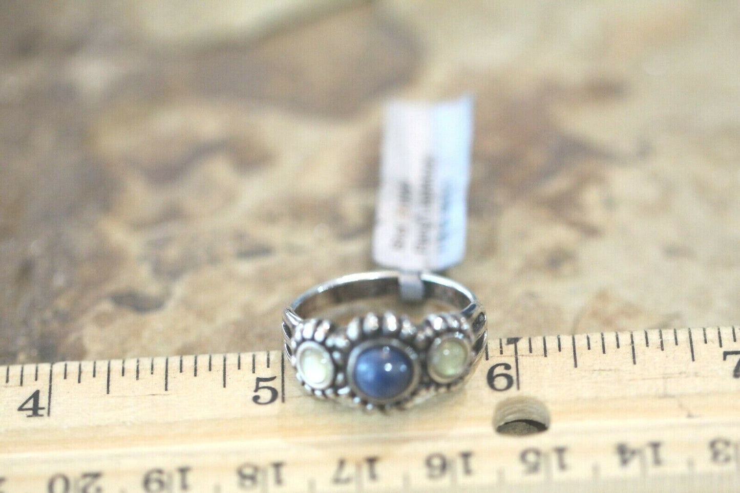 *VINTAGE*  925 STERLING SILVER LAPIS LAZULI & CITRINE BAND RING SIZE 9.5