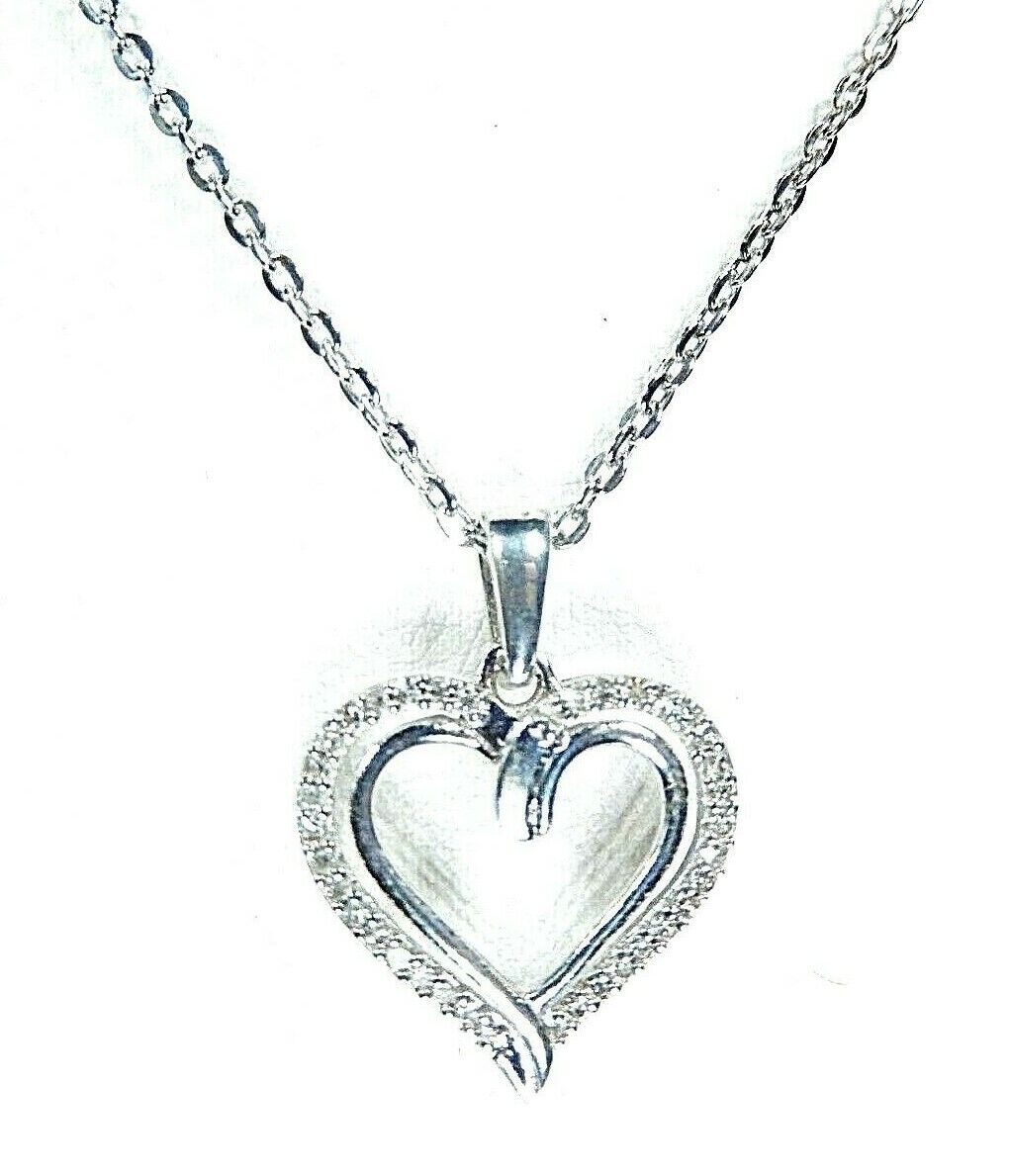 *NEW* 40 Diamond Heart Pendant Necklace in 10K White Gold with 18" Chain