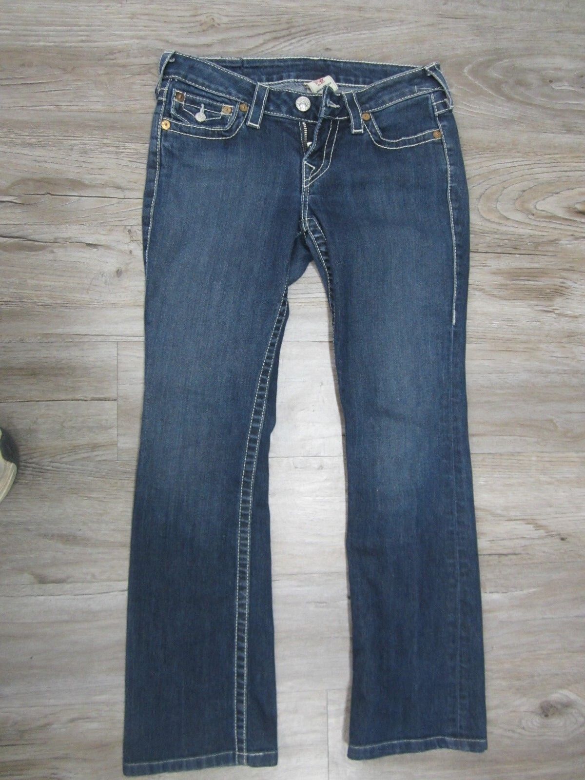 AUTHENTIC True Religion Womens Jeans Hi-Rise Boot Cut Flap Pocket Denim 27 X 28