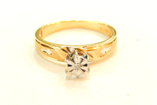 10k Yellow Gold Round Diamond Wedding Engagement Cross Cutout Ring Sz 7.25