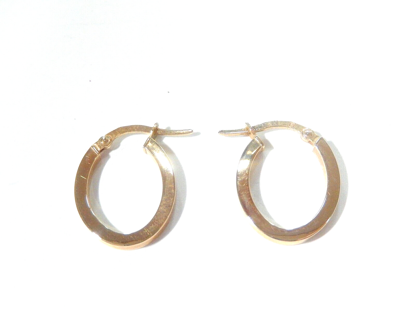 14K Gold Shiny Polished Oval Plain Creole Flat Tube Hoop Earrings 20mm x 15mm