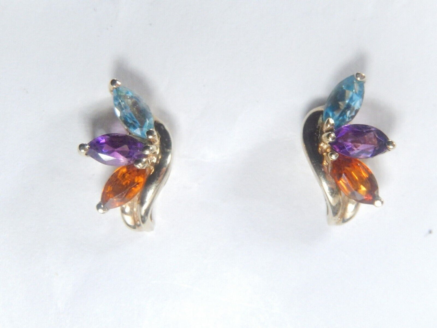 *VINTAGE*  10K Yellow Gold 1.25CT Marquise Cut Natural Gemstone Earrings