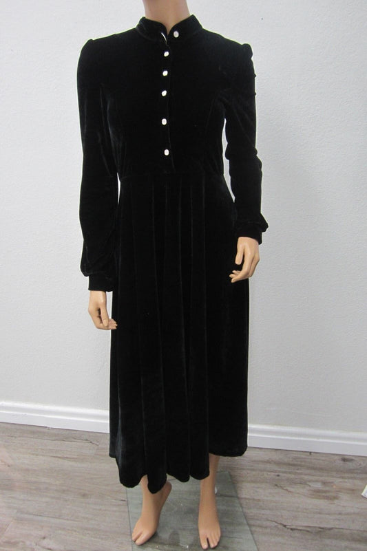 *NWT*  DONWORD- Velvet A-Line Dress for Women Black Velvet  Long Sleeves Size Sm