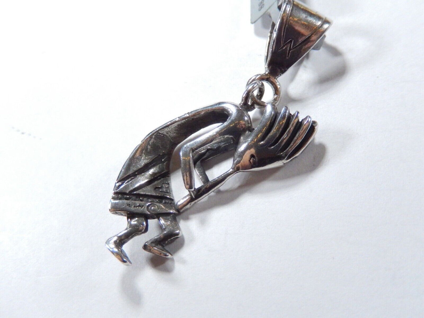 *VINTAGE*  Native American Artist Signed Sterling Silver Large Kokopelli Pendant