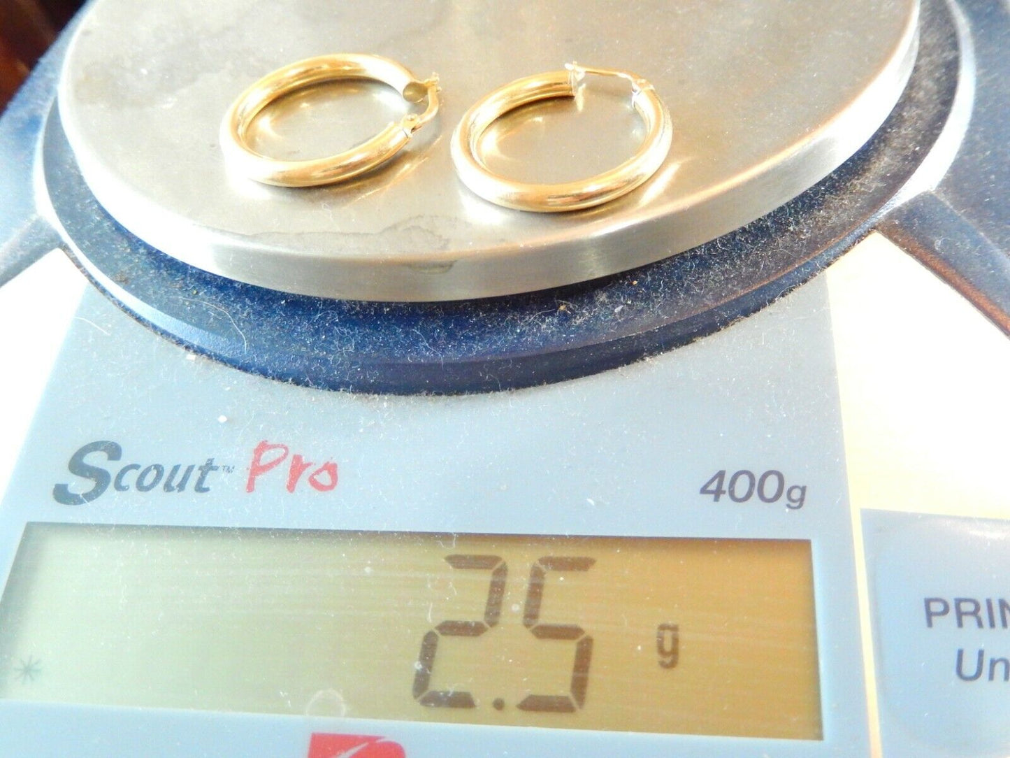 14k Real Yellow Gold Classic Smooth  Round Hoop Earrings 3mm tube  x  1" Diam