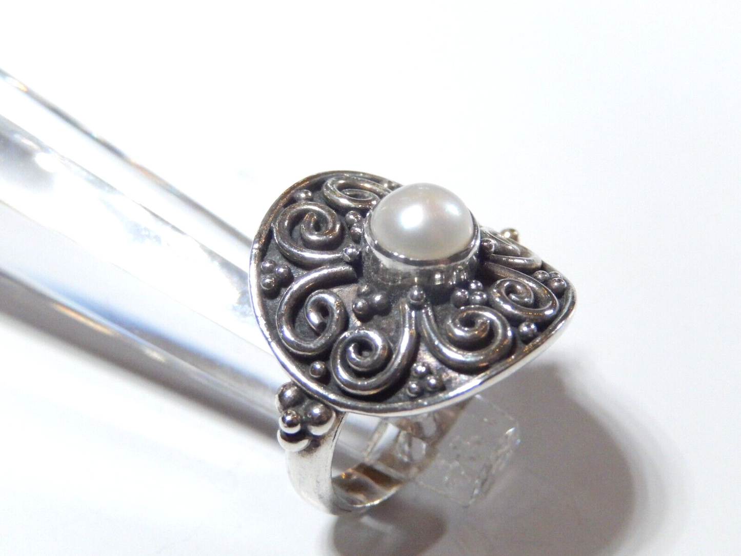 *VINTAGE*  Natural Freshwater Pearl Gemstone 925 Sterling Silver Ring Sz 6.5
