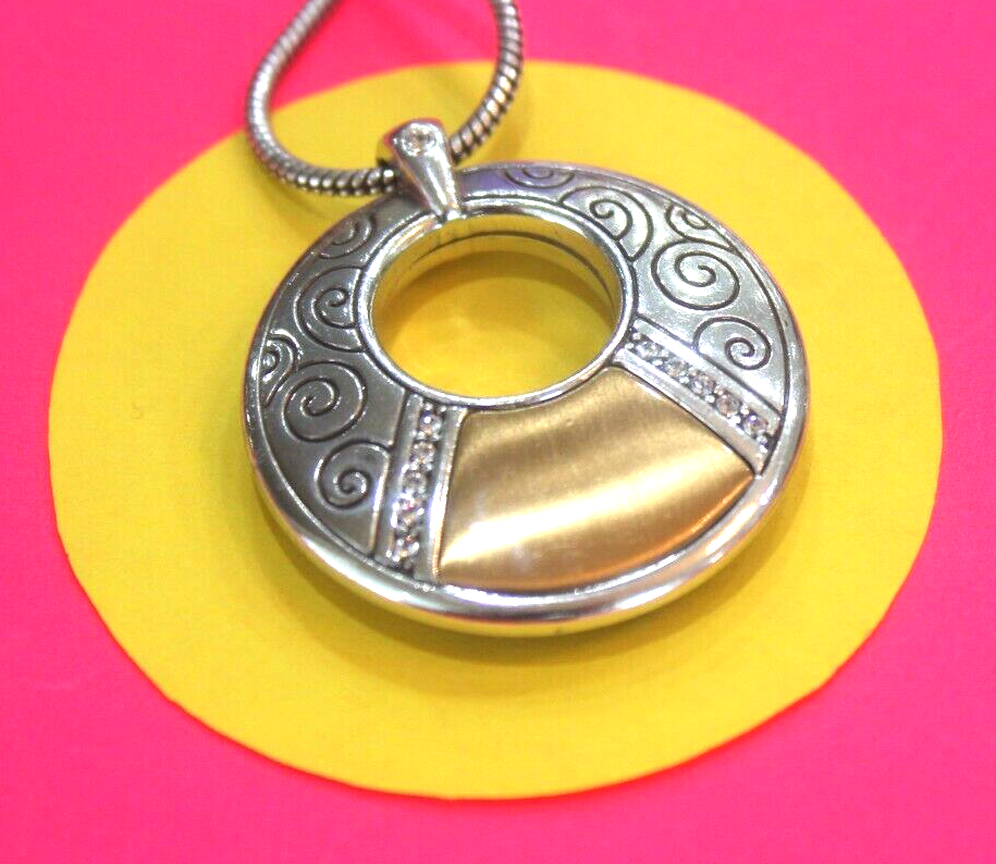 Brighton Round Circle Necklace with Crystal Reverseable Gold & Black 16" - 18"
