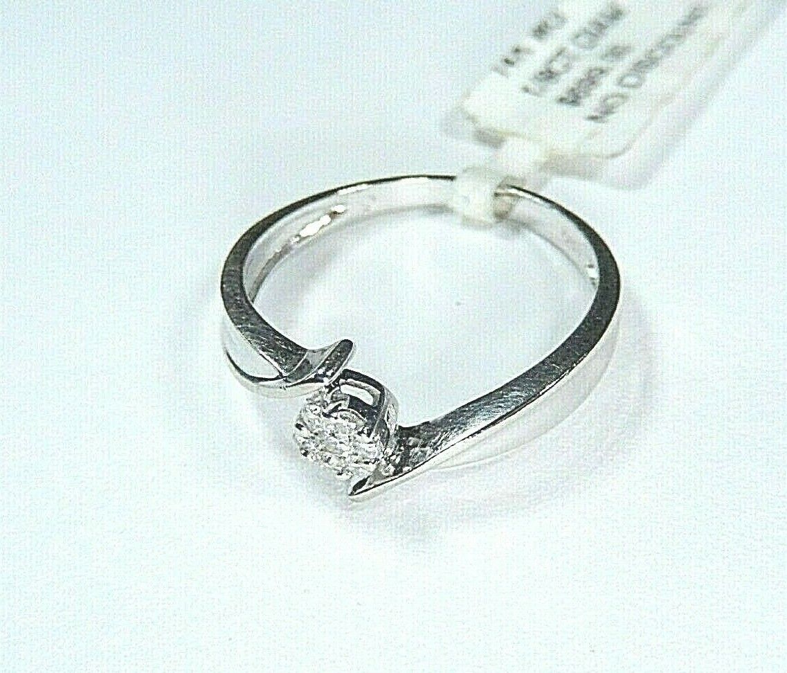 14k White Gold Bypass Round Seven Diamond Band Ring Size 7