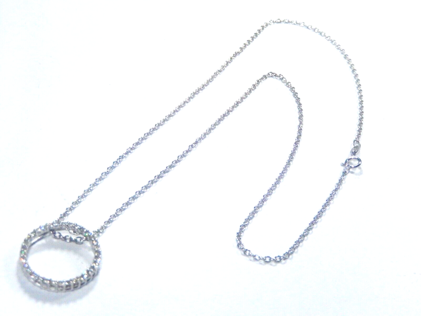 14K White Gold 1/2CTW Natural Diamond Eternity Circle of Life Pendant w/18"chain