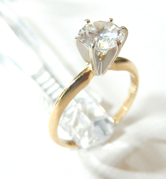 14K Yellow Gold 1.00 CT  CZ Solitaire Engagement Ring Sz 6.25