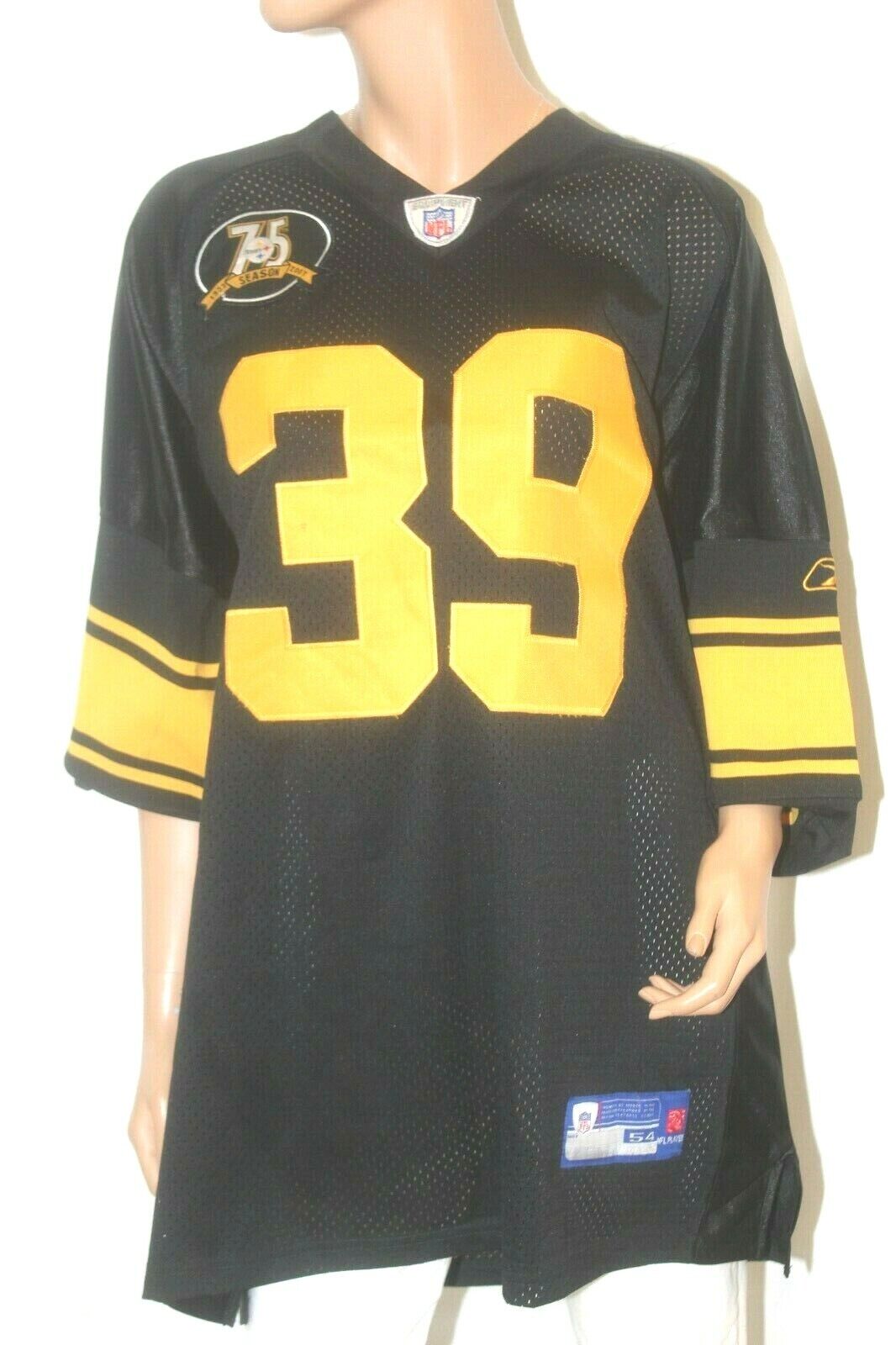 Pittsburgh Steelers Willie Parker #39 Jersey Sewn Reebok 75th Season Sz 54